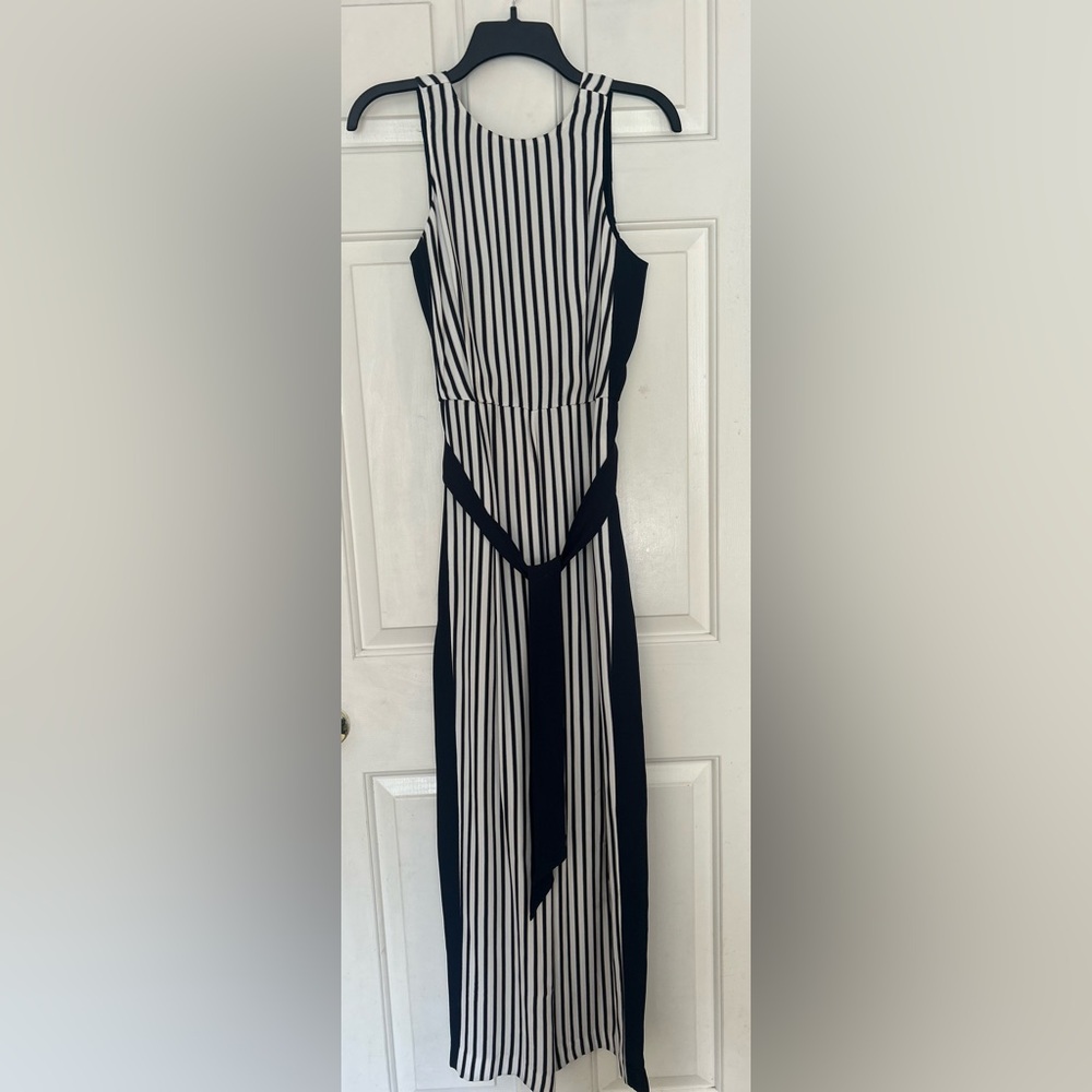 Striped Navy and White Sleeveless Jumpsuit. EUC.